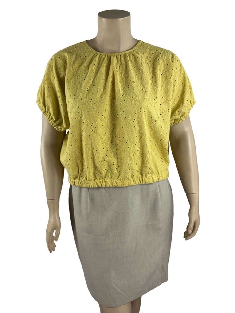 Madewell Eyelet Michele Bubble Top Yellow Size XXL
